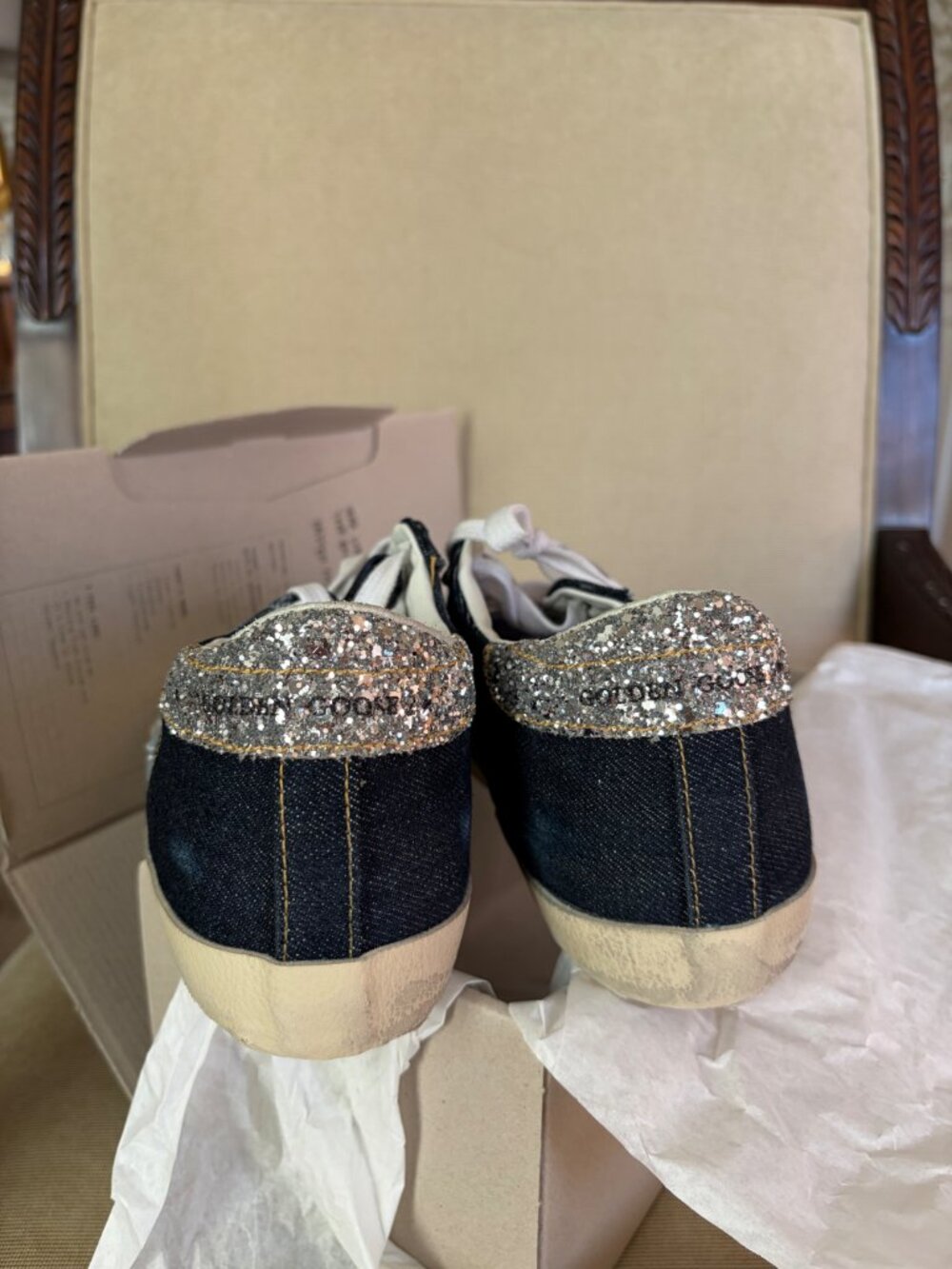 *BRAND NEW IN BOX* Golden Goose Superstar Denim Glitter low top*PRICE DROP!* - Picture 11 of 12